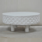 Bristol Carved Diamond Round Coffee Table Legs White